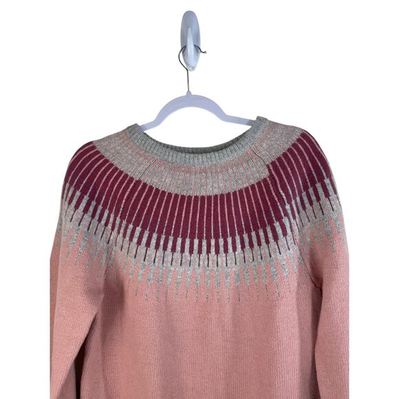 Icewear Minna Womens Nordic Knit Sweater Pink/Gray Merino Wool Blend Long Sleeve - Picture 3 of 10